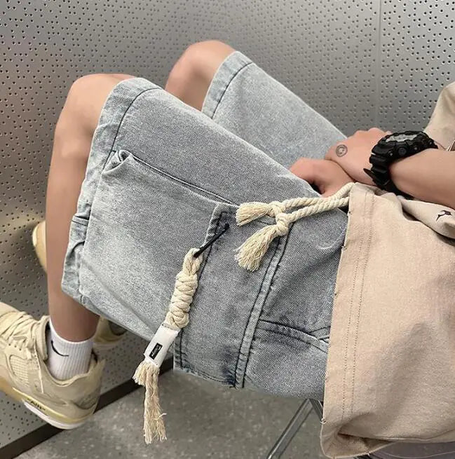 Men's Five-Point Denim Overalls