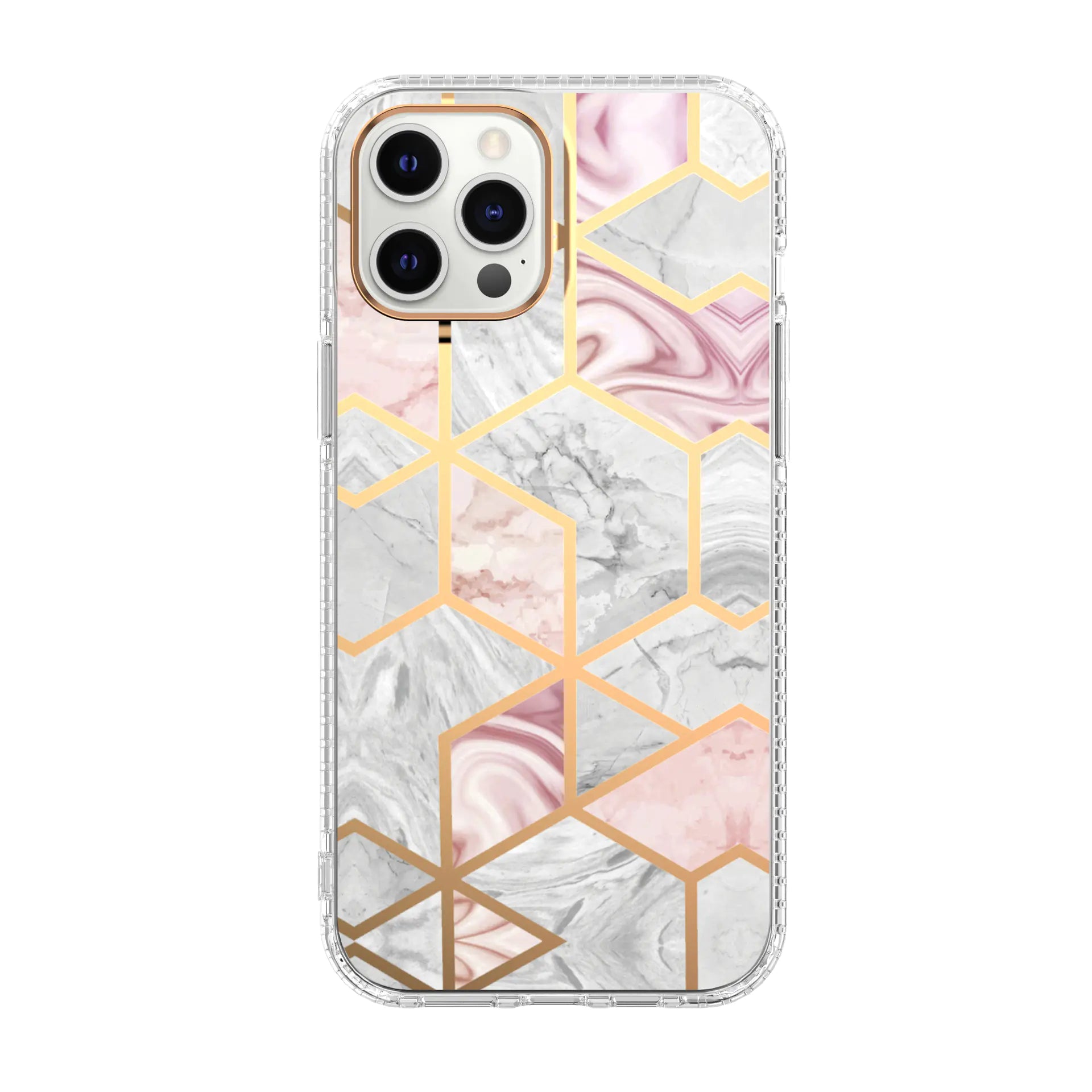Marble Mosaic Floral Clear Phone Case