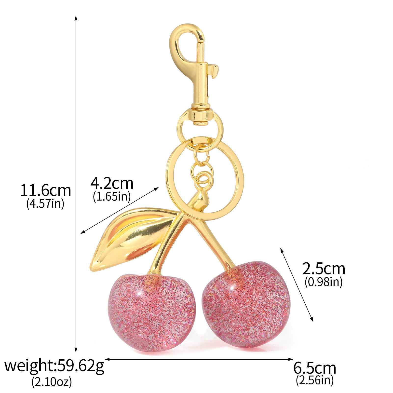 Red Cherry Bag Charm - Crystal Keychain Pendant in Zinc Alloy