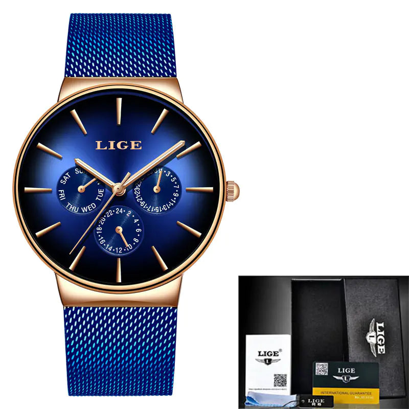 LIGE Elite Mesh Quartz Timepiece