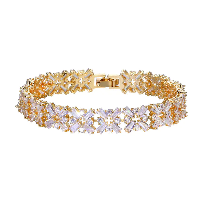 Vibrant Zircon Leaf Bracelet