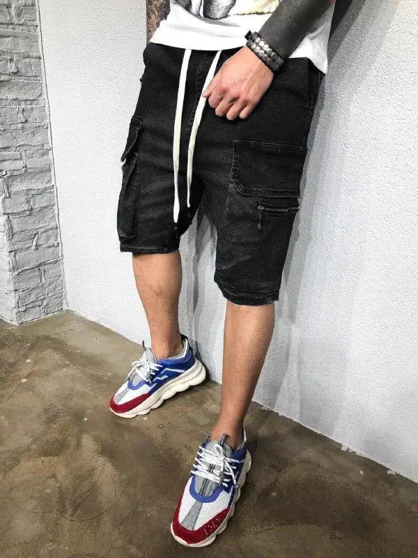 Men's Five-Point Denim Overalls