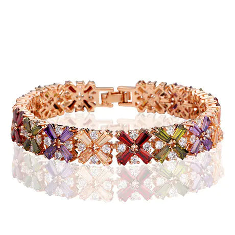Vibrant Zircon Leaf Bracelet