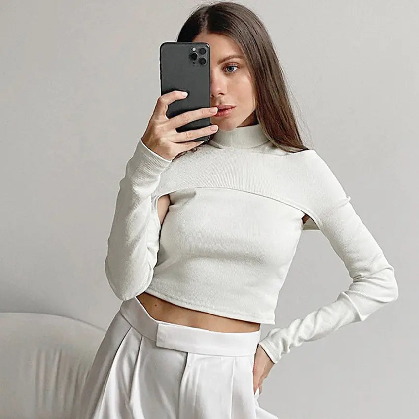 Chic Strapless Solid T-Shirt for Women