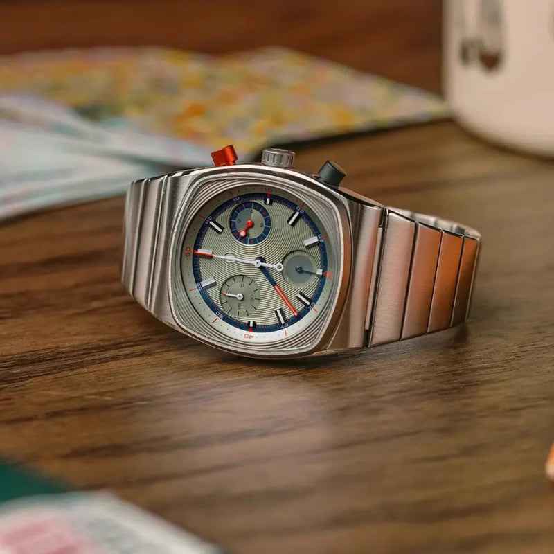 Men’s Sports Mechanical Watch - Silver/Red/Blue Steel Automatic