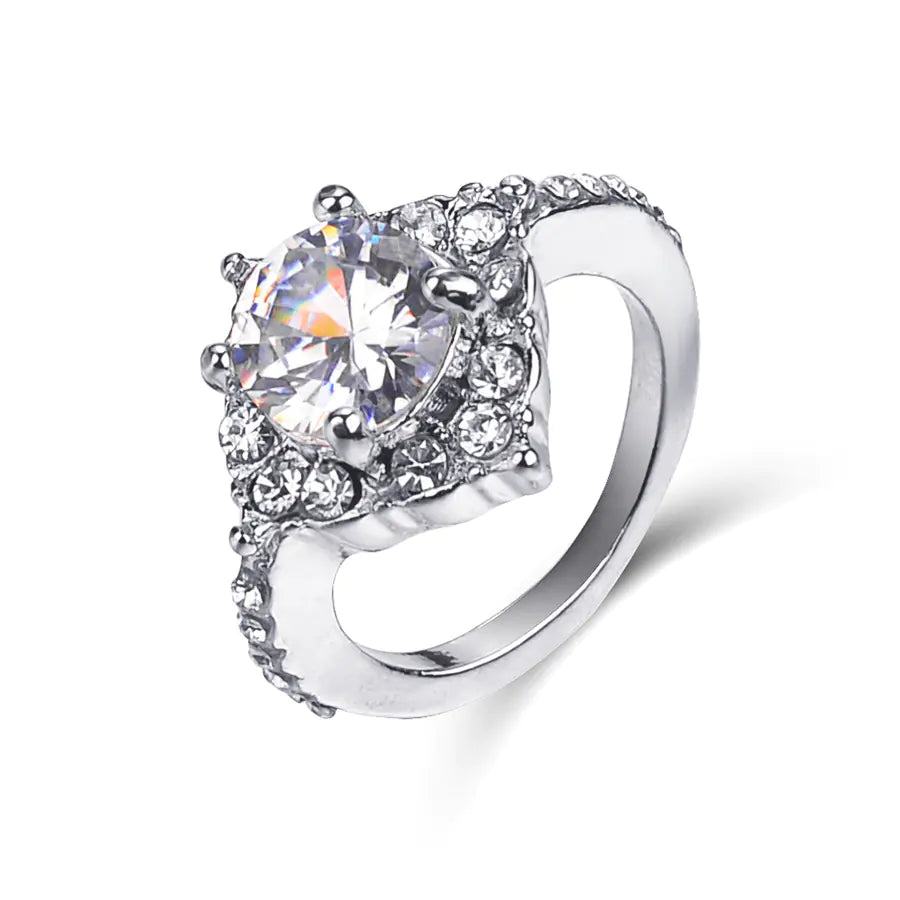 Elegant Zirconia Crystal Statement Ring