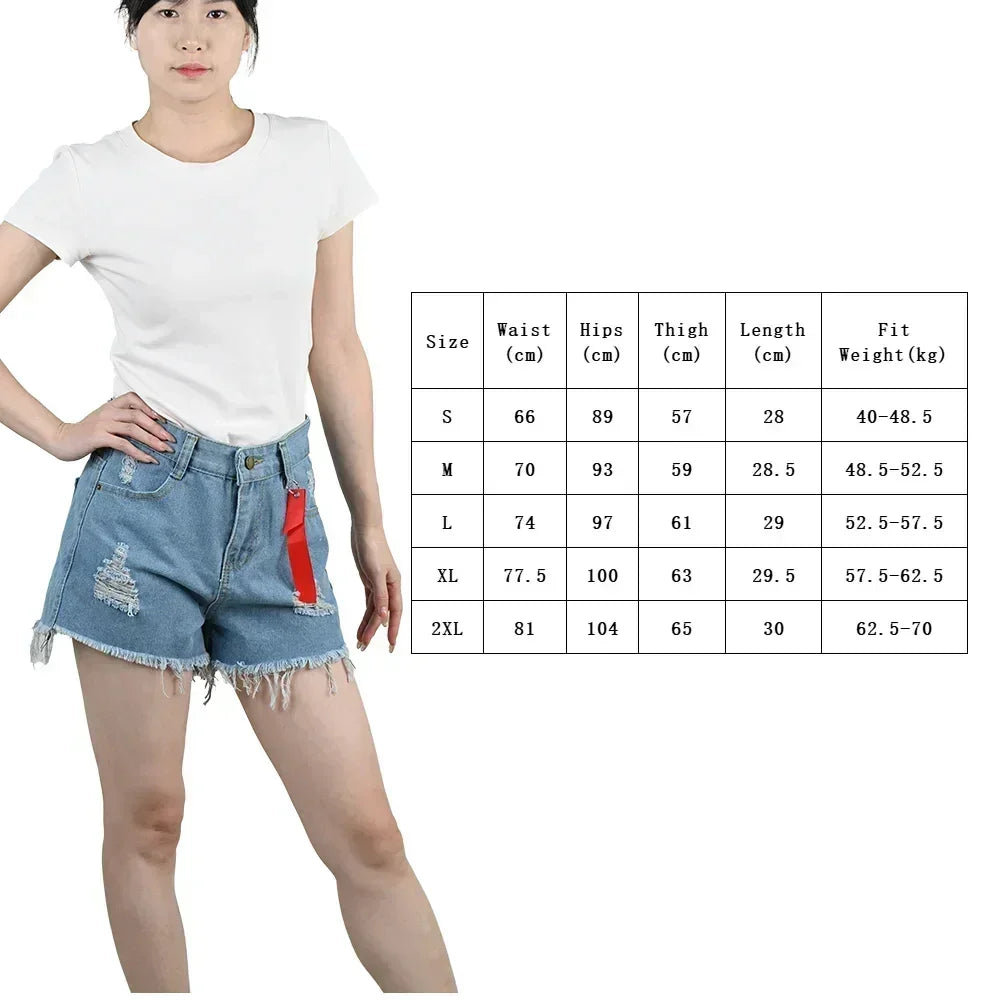3pcs Women's High Waist Denim Shorts 2025 Summer Black Blue White Hot Pants Ripped Jeans Shorts Woman Short Trousers Streetwear