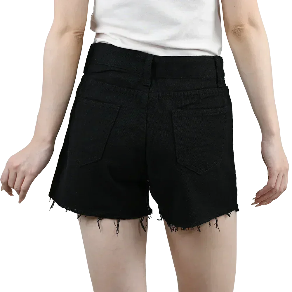 3pcs Women's High Waist Denim Shorts 2025 Summer Black Blue White Hot Pants Ripped Jeans Shorts Woman Short Trousers Streetwear