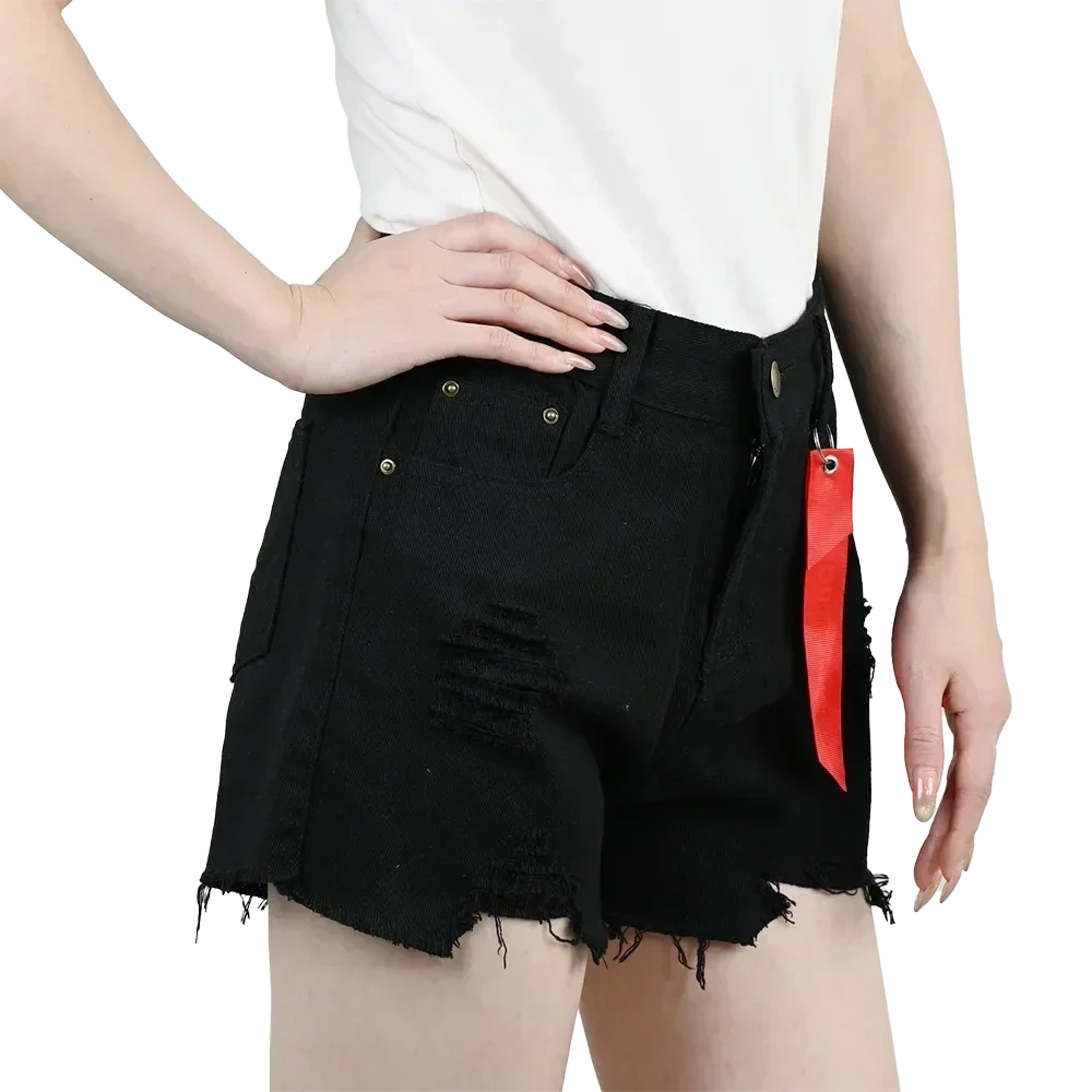 3pcs Women's High Waist Denim Shorts 2025 Summer Black Blue White Hot Pants Ripped Jeans Shorts Woman Short Trousers Streetwear