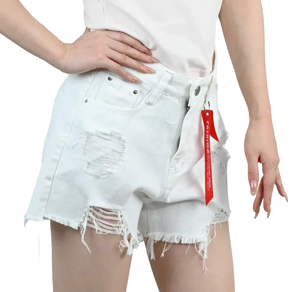 3pcs Women's High Waist Denim Shorts 2025 Summer Black Blue White Hot Pants Ripped Jeans Shorts Woman Short Trousers Streetwear