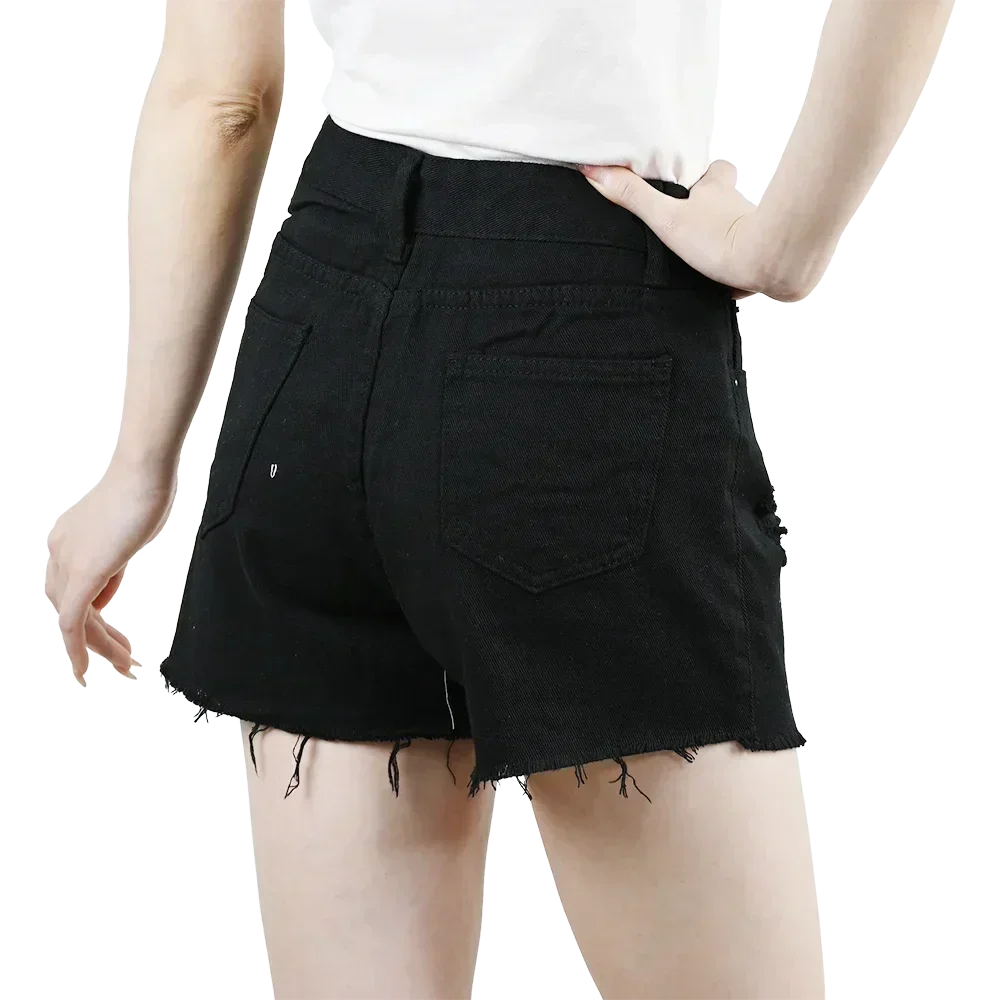 3pcs Women's High Waist Denim Shorts 2025 Summer Black Blue White Hot Pants Ripped Jeans Shorts Woman Short Trousers Streetwear