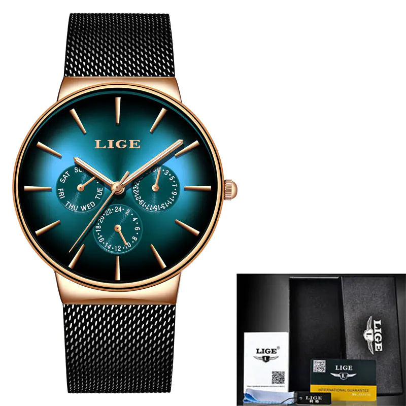 LIGE Elite Mesh Quartz Timepiece