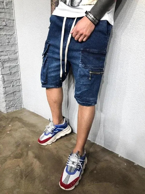 Men's Five-Point Denim Overalls