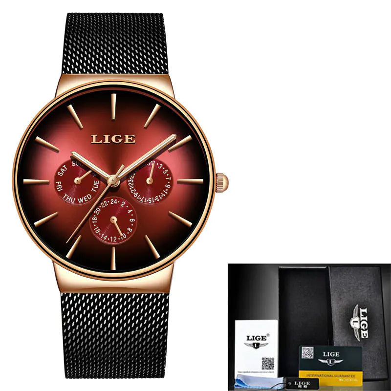 LIGE Elite Mesh Quartz Timepiece