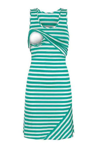 Trendy Sleeveless Nursing Stripe Dress