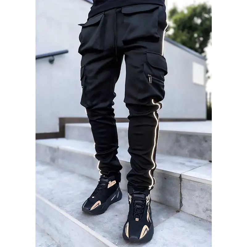 Men's Reflective Elastic Cargo Trousers