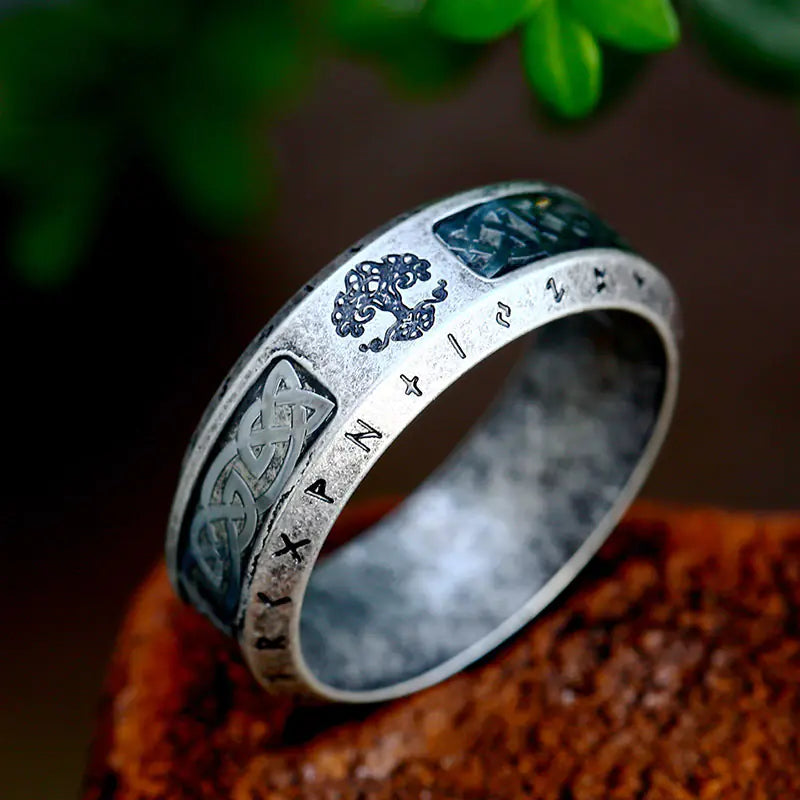Antique Tree of Life Titanium Ring