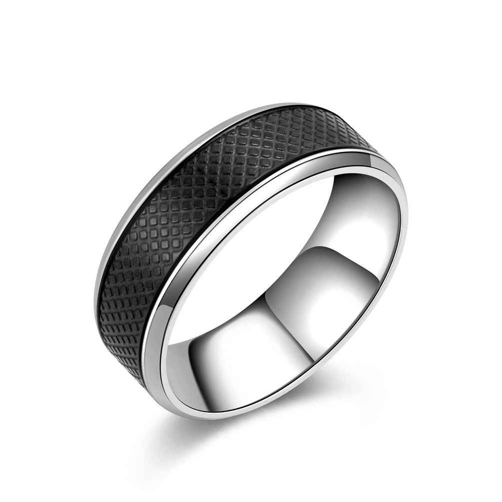 European And American Black Titanium Steel Ring for Men