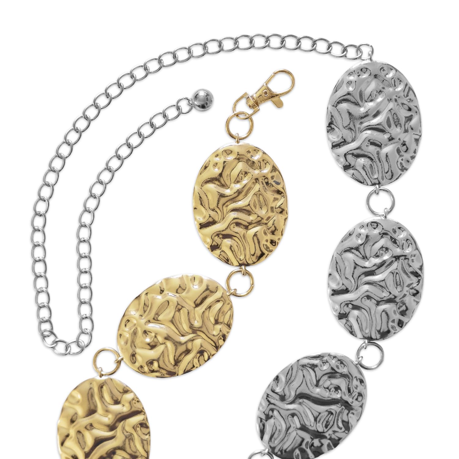 Hammered Metal Western Boho Oversized Concho Chain Belt