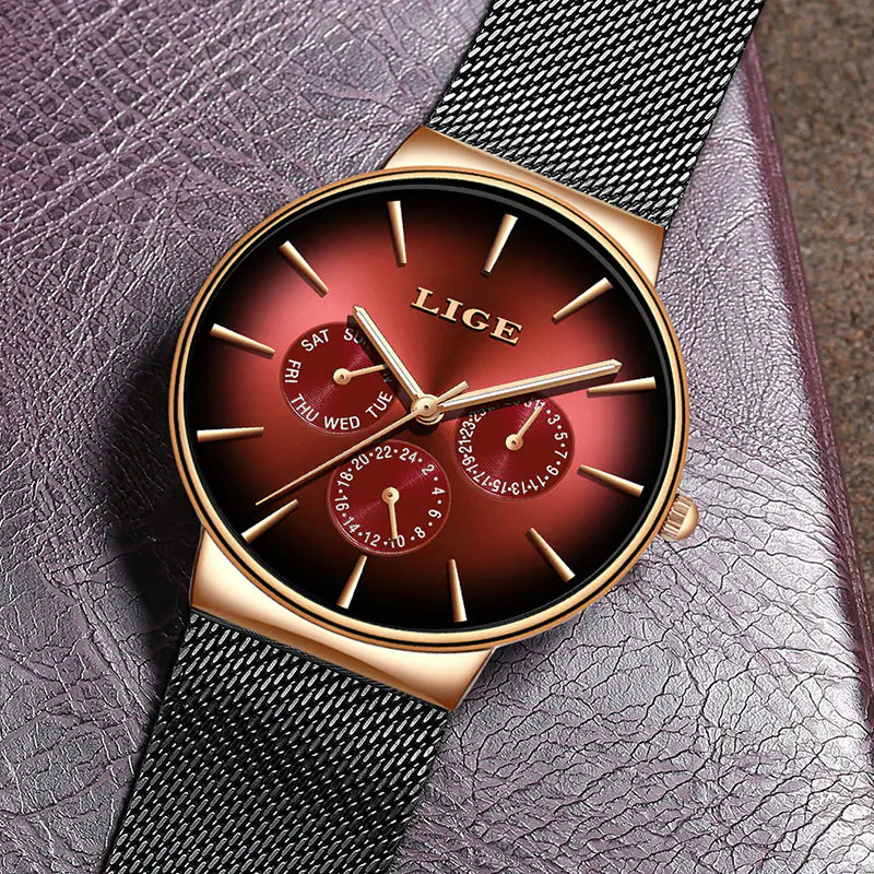 LIGE Elite Mesh Quartz Timepiece