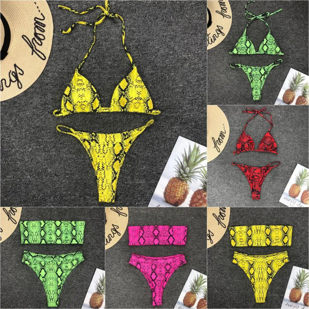 Vibrant Leopard Print Swimwear