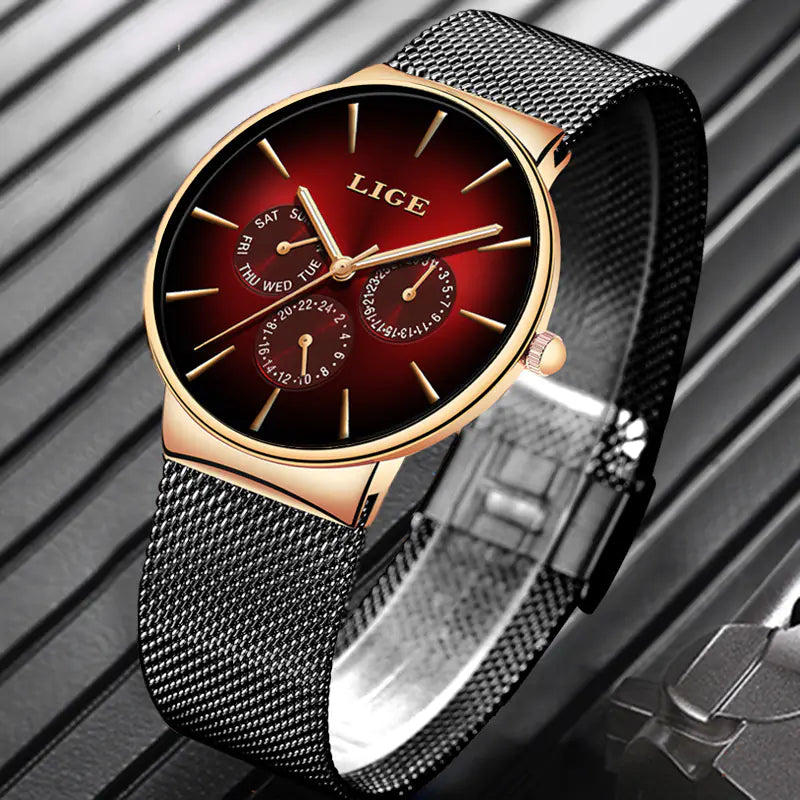 LIGE Elite Mesh Quartz Timepiece