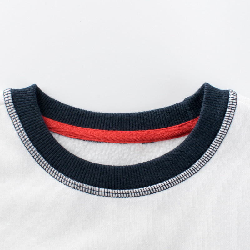 Children Slogan Print Pattern Korean Style Velvet Warm Hoodie