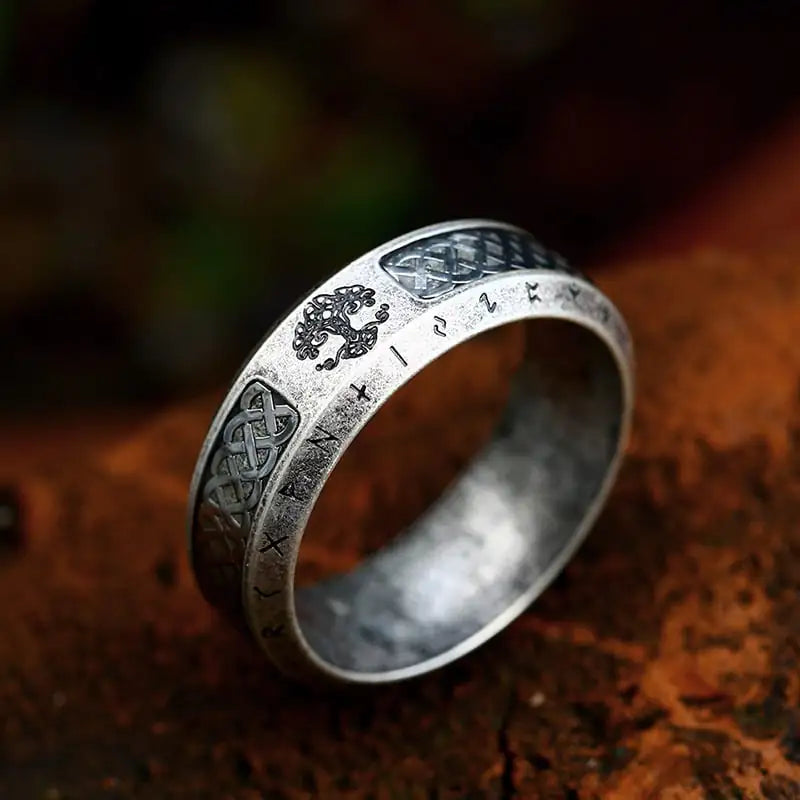 Antique Tree of Life Titanium Ring
