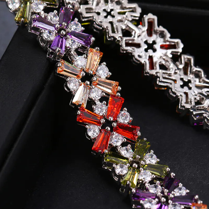 Vibrant Zircon Leaf Bracelet