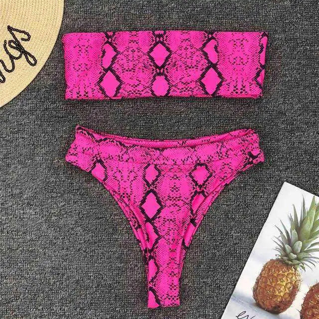 Vibrant Leopard Print Swimwear