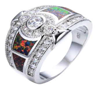 White Aobao Gleaming Zircon Ring