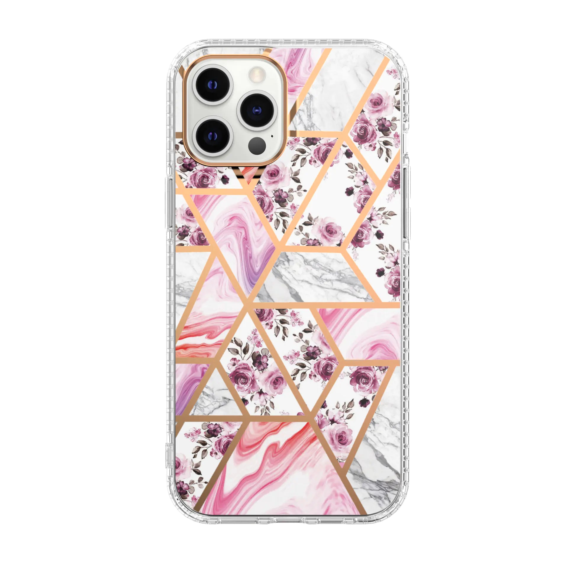 Marble Mosaic Floral Clear Phone Case