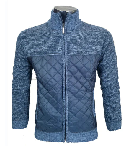 Zip-Front Knit Cardigan with Stand Collar