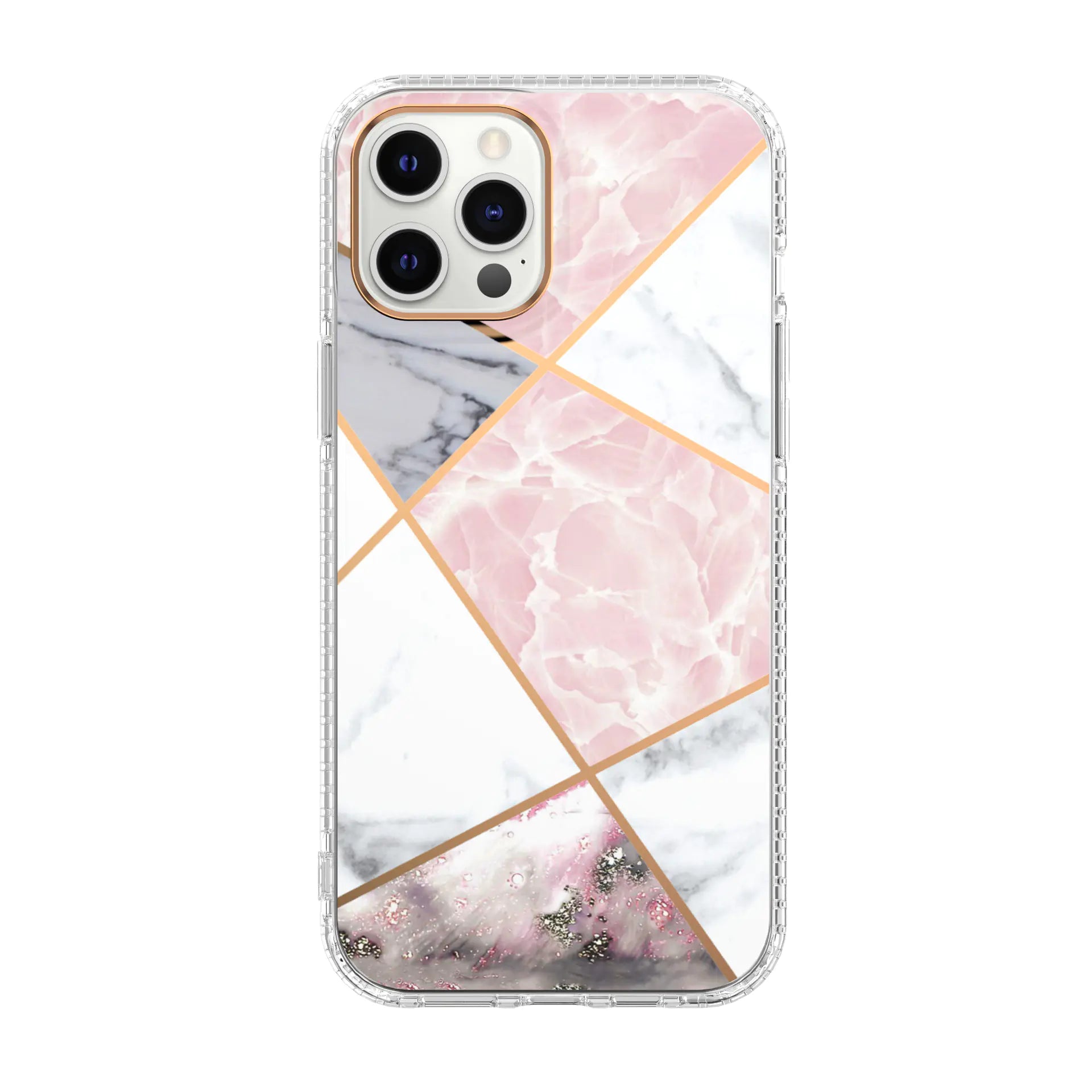 Marble Mosaic Floral Clear Phone Case
